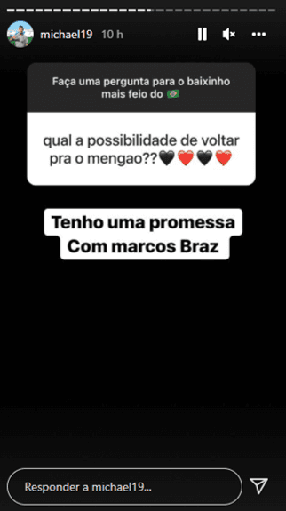 Michael respondeu a torcedores no story (Foto: Reprodução/YouTube)